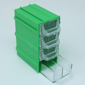 Бокс для р/дет К- 5-В1 прозр/зеленый, Пластиковый контейнер для хранения крепежа, радиоэлектронных комплектующих, любых небольших деталей
