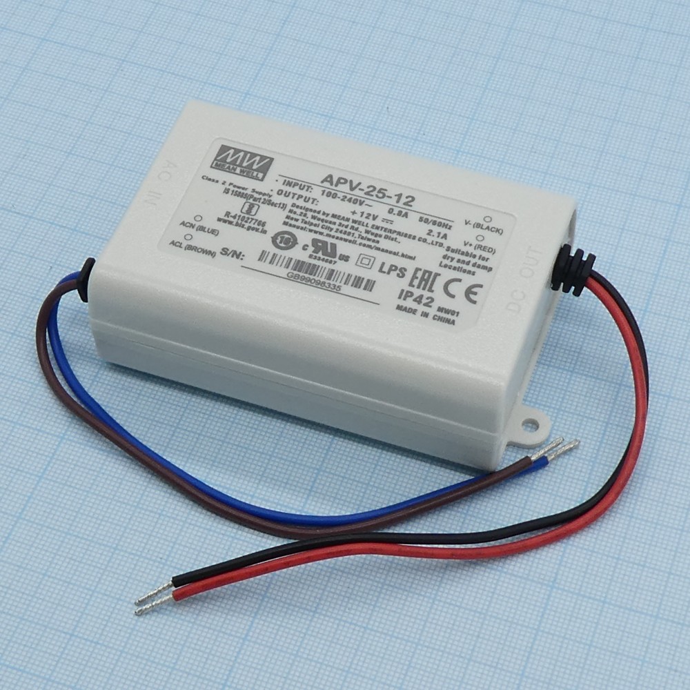 Изображение товара Блок питания MEAN WELL APV-25-12, 25Вт, 12В/2.1А