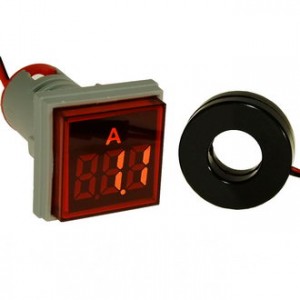 DMS-225, Цифровой LED амперметр AC 0-100А, AD16-22AMS, красный, установка на панель в отв d=22мм