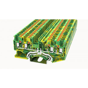 DS4-QU-PE-01P-1C-00Z(H), Заземляющая клемма, 4 точки подключения, тип фиксации провода: Push-in, номинальное сечение: 4 мм кв., ширина: 6,2 мм, цвет: желто-зеленый, тип монтажа: DIN35