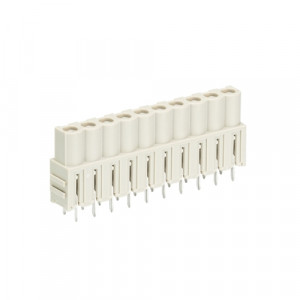 Розеточный разъем на кабель 8213 BL/10 G, Розеточный разъем, вертикальный, на кабель, шаг: 5.08 мм, 10 полюсов, фиксация провода пайкой, исполнение: с маркировкой, 690V, 12А, цвет: серый