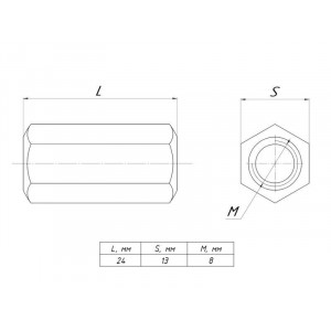 Гайка соединительная М8 gsm8