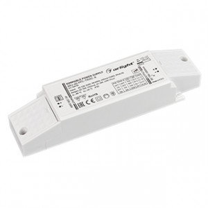 Блок питания ARJ-40-PFC-TRIAC-A (40W, 700-1050mA) 028185, Диммируемый источник тока по стандарту TRIAC с гальванической развязкой для светильников и мощных светодиодов. Входное напряжение 220-240 VAC. Выходные параметры: 27-38 В, 700-1050 mА, 40 Вт. Выбор значения тока осуществляется DIP-переключателем.