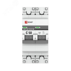 Выключатель автоматический модульный 2п C 50А 4.5кА ВА 47-63 PROxima EKF mcb4763-2-50C-pro