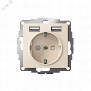Розетка 1-м СП AtlasDesign 16А IP20 с 2-мя заряд. устройствами USB тип A+A 5В/2.4А 2х5В/1.2А механизм беж. SE ATN000230