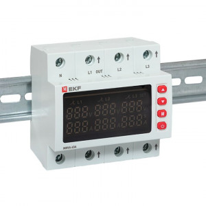 Трехфазное реле напряжения и тока с дисп. MRVA 63A EKF MRVA-3-63A-v2
