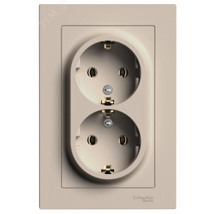 Розетка 2-м. AtlasDesign 16А с заземл. в сборе песочн. SE ATN001224