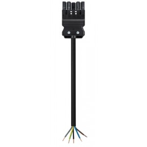 Соединитель GST18I5KSB- 15H 10SW, Кабельная сборка, оконеченная розеточным разъемом GST18i5, и свободным концом, 5 полюсов, длина кабеля: 1 метр, сечение жил кабеля: 5х1,5 мм.кв., номинальное напряжение: 250V / 400V, номинальный ток: 16А, цвет разъема: черный, цвет кабеля: черный