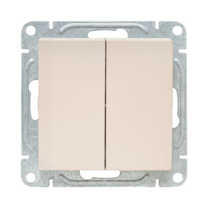 Механизм выключателя, двухклавишный, проходной, кремовый Эпика EKF UP1-SWI-21