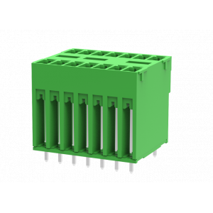 Вилочный разъем на плату MC-DPA3.81V10-0002, Вилочный разъем, 2 этажа, вертикальный, на плату, шаг: 3.81 мм, 10x2 полюсов, фиксация на плате пайкой, исполнение: стандартное, 160V, 8A, цвет: зеленый