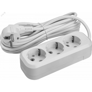 Удлинитель бытовой OPE-S-03-500-E-3x1 с заземлением 3 розетки 5м ПВС 3х1 3500 Вт 33286