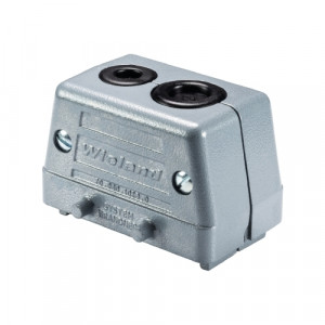 Крышка разъема IT DKE 10, Крышка разъема на кабель, типоразмер 10B, IT, без уплотнителя, 2 кабельных ввода с верхним расположением, без защелок (упоры для двух защелок), материал корпуса: алюминиевый сплав