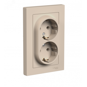 Розетка 2-м. AtlasDesign 16А с заземл. в сборе песочн. SE ATN001224