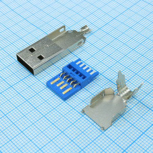 DS1107-01LN0, Разъем USB 3.0 тип A. вилка 5pin. под пайку