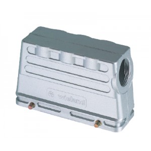 Крышка разъема 73.350.6445.1, Крышка разъема на кабель, типоразмер 24B, EMV, без уплотнителя, 1 отверстие с резьбой для кабельных вводов M25x1,5, с улучшенным подавлением электромагнитных помех, с боковым расположением, без защелок (упоры для двух защелок), материал корпуса: алюминиев