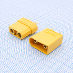 XT90 M+F, Разъем силовой 2 контакта 50А 10-12AWG комплект вилка+разетка