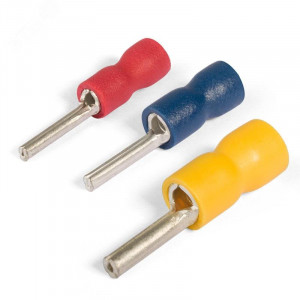 Наконечник кабельный штыревой круглый изолированный НШКИ 2.5-12 серия ПРОФИ, Наконечник кабельный штыревой круглый изолированный с ПВХ манжетой, сечение 1.0-2.5 мм2