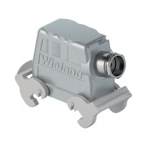 Крышка разъема BAS GOT GD 24HM25 A0, Крышка разъема на кабель, типоразмер 24B, высокое исполнение, без уплотнителя, 1 кабельный ввод M25x1,5, IP54, с боковым расположением, с двумя защелками, материал корпуса: алюминиевый сплав