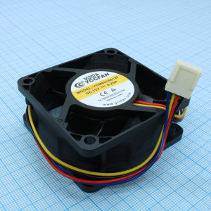 YDM6025B12F1, Вентилятор 12В 60х60x25 B, 2.04W, 5000 об/мин, 43.3м3/час, 37.7дБ, подшипник качения, FG, PWM, тип вывода - провод, разъем 4 конт