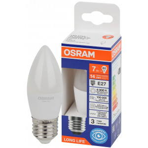 Лампа светодиодная LED 7Вт Е27 4000К 600Лм свеча 220В (замена 60Вт) OSRAM 4099854186363