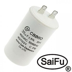 CBB60  35UF  450V  (SAIFU), Пусковой конденсатор SAIFU CBB60, 35 мкФ, 450 В