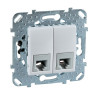 UNICA РОЗЕТКА телефонная, RJ11, двойная, 4 контакта, БЕЛЫЙ C3(7) MGU5.9090.18ZD