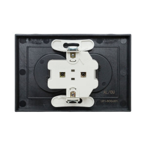 Механизм розетки двойной, 16А, без заземления, со шторками, с рамкой, графит Эпика EKF UP1-SOG-201