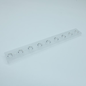 ASL239D9LED15G, Групповая линейная линза на 9 светоточки для светодиодов 3030/3535, 93%, 15°. 9X1, 239мм H:29мм, PMMA