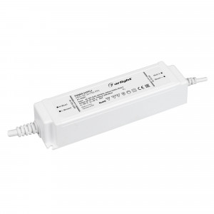 Блок питания ARPJ-SP-341750-PFC (60W, 20-34V, 1.75A) 038621, Источник тока с гальванической развязкой для светильников и мощных светодиодов. Входное напряжение 220-240 VAC. Выходные параметры: 20-34 В, 1750 mА, 60 Вт. Встроенный PFC >0.9. Герметичный пластиковый корпус IP 67.