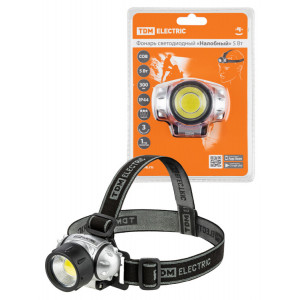 Фонарь светодиодный "Налобный" 5 Вт COB, 300 лм, бат. 3*AAA SQ0350-0073
