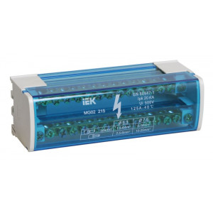 Шина на DIN-рейку в корпусе (кросс-модуль) ШНК 2х15 L+PEN YND10-2-15-125