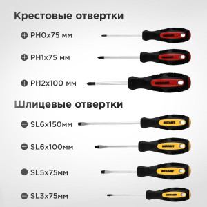 Набор отверток 7 предметов (крестовые и шлицевые) 12-4703