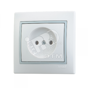 Розетка 1-м СП Mira 16А IP20 без заземл. с сер. вставкой керамика бел. 701-0215-121