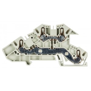 Этажная клемма WKIS 2,5 D-D, Этажная клемма, 2 этажа, тип фиксации провода: пружинный, номинальное сечение: 2,5 мм кв., 24A, 400V, ширина: 5 мм, цвет: серый, тип монтажа: DIN35