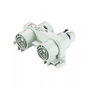 Распределительное устройство RST20I2V 3P1 F V GL, Распределительный блок, 1 вход / 3 выхода, 2 полюса, без монтажных фланцев, номинальные характеристики: 250V, 20A, цвет корпуса: белый цвет контактной вставки: белый, серия RST Classic