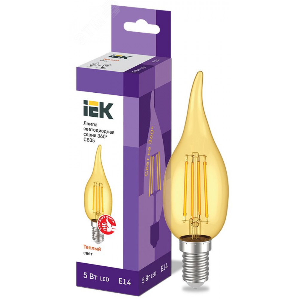 Изображение товара LED лампа CB35 E14 5ВТ 2700К 600Лм серия 360° IEK
