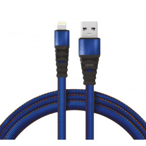 Кабель USB-Lightning 2.4А 1м син. нейлоновая оплетка Rexant 18-7053