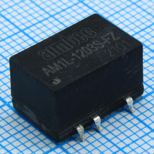 AM1L-1203S-FZ, DC/DC, 1Вт, вход 10.8…13.2В, выход 3.3В/0.3А, изоляция 1000В DC, КПД 75%,  для поверхностного монтажа, 13.6x11.4x7.85мм, -40…95°C, пластик