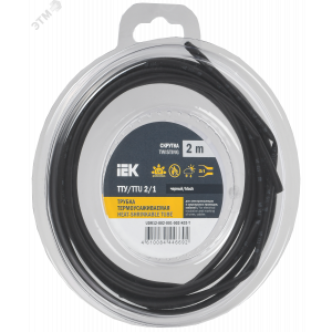 Трубка термоусадочная ТТУ нг-LS 2/1 черн. (уп.2м) UDR12-002-001-002-K02-T