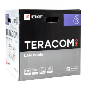 Кабель витая пара TERACOM PRO Cat.6 F/UTP 4 пары solid 23AWG оболочка LSZH нг(А)-HF цвет серый (упак. 305м)