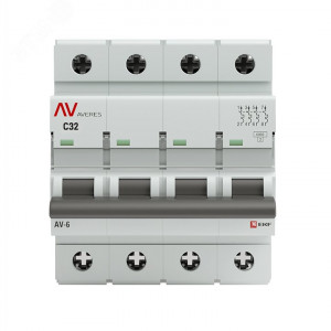 Выключатель автоматический AV-6 4P 32A (C) 6kA EKF AVERES(кр.1шт)