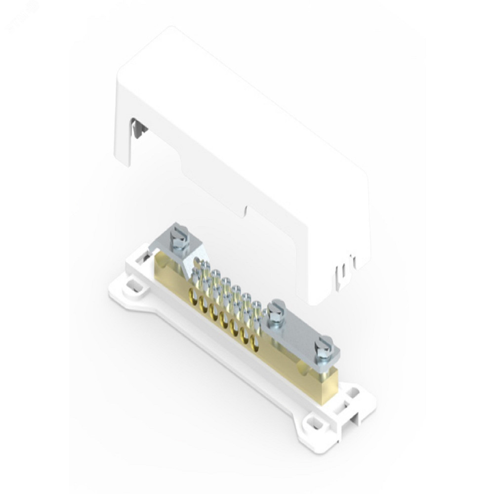 Изображение товара Шина уравнивания потенциалов NE1001 10х4-25кв.мм 1х50кв.мм 1х4х30мм латунная с пластической опорой