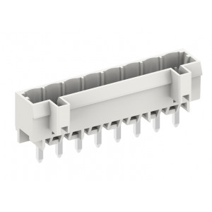Вилочный разъем на плату 450724-06D, Вилочный разъем, вертикальный, на плату, шаг: 5.0 мм, 24 полюса, фиксация на плате пайкой, исполнение: длина выводов 5 мм, 320V, 16A, цвет: серый