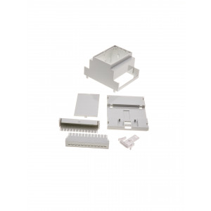 D4M-RU, Корпус на 4 модуля для установки на DIN-рейку, размеры: 90,2х57,5х71 мм, мат.: ABS-UL-94V0, цвет: светло-серый RAL7035. Под клеммные блоки шаг 5.08мм. Аналог корпуса Gainta D4MG