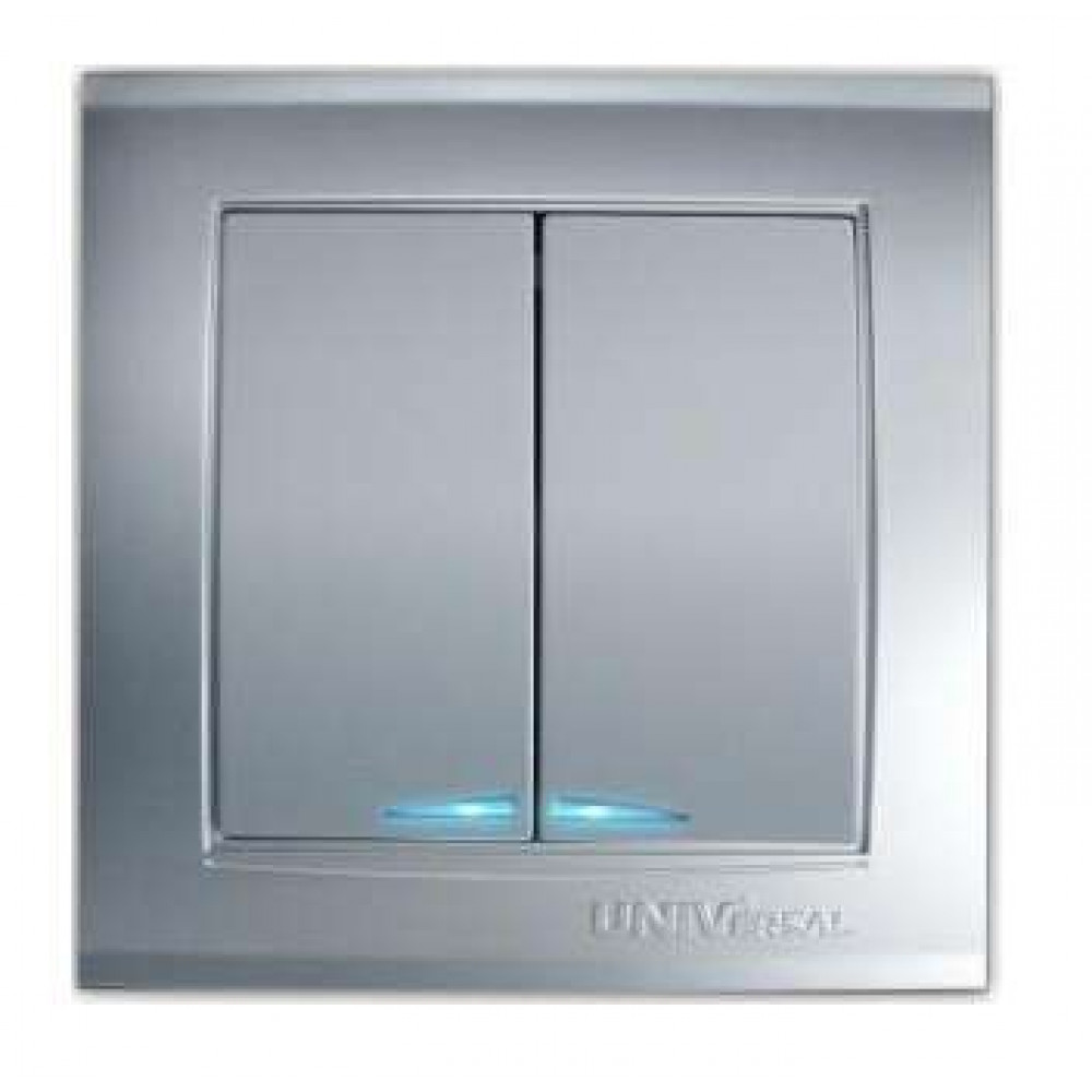 Изображение товара Выключатель 2-кл. СП Бриллиант 10А IP20 с подсветкой серебр.