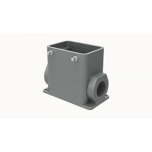 Закрытое основание разъема D32A-SF-4g-M25, Основание разъема на панель, закрытое, типоразмер 32A, без уплотнителя, 1 отверстие с резьбой для кабельных вводов M25x1,5, без защелок (упоры для двух защелок), без защитной крышки, материал корпуса: алюминиевый сплав