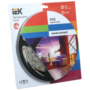 Лента LED 5м блистер LSR-3528RGB54-4.8-IP65-12V IEK-eco (кр.1шт)