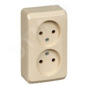 Розетка 2-м ОП Этюд 16А IP20 250В без заземл. без защ. шторок крем. SE PA16-005K