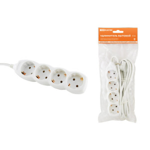 Удлинитель бытовой У04 4 гнезда, 5метров, с заземлением, ПВС 3х1мм2 16А/250В SQ1303-0012
