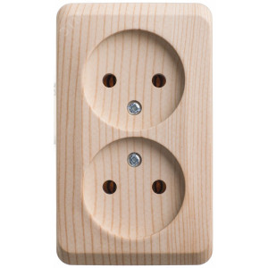 Розетка 2-м ОП Этюд Дача 16А IP20 250В без заземл. без защ. шторок сосна SE PA16-005D